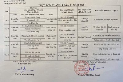 THỰC ĐƠN TUẦN 2 VÀ TUẦN 4 THÁNG 11 NĂM 2025